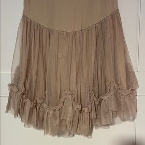 Free People Intimates Beige Tulle Ruffle Hem Midi Skirt. Excellent Condition